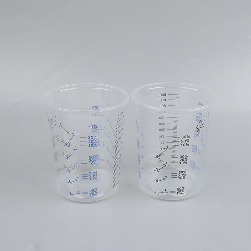 10/50PCS 600ml Disposable Paint Mixing Cup Transparent Paint Mixing Calibrated Cup Plastic Paint Mixing Cups 600ml Mixing Pots Oasis Select