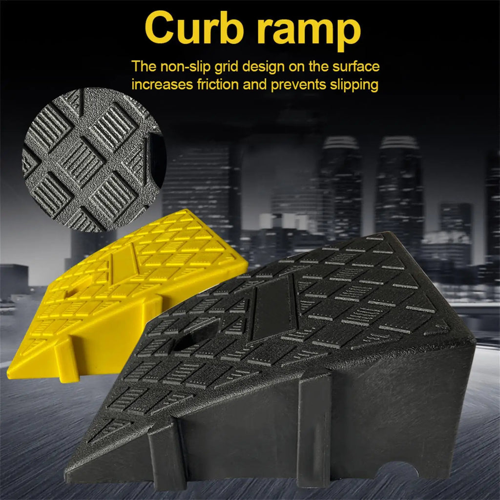 1PC Car Curb Ramps Portable Threshold Ramp Non-Slip Surface Durable Ramp For Car Motorcycle Wheelchair Scooter Pets Access Oasis Select Yellow 1PC