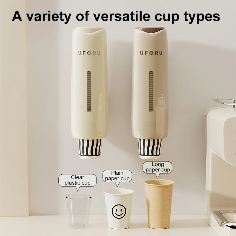 1pc Home Perforation-Free Water Dispenser Cup Extractor, Wall-Mounted Dust-Proof Paper Cup Holder Cream Color Disposable Cup Hol Oasis Select