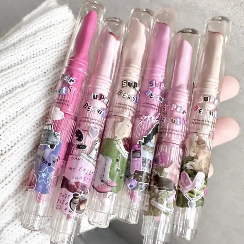 2025 New Florette Clear Jelly Lip Glaze Flower Love Shape Mirror Lipstick Waterproof Non-stick Cup Lipstick Korea fashion Makeup Oasis Select