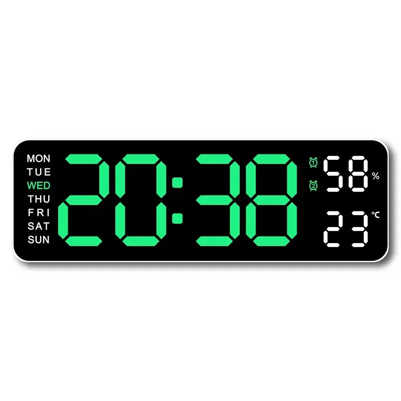 9 Inch Large Digital Wall Clock with Temperature Humidity Display,Auto Dimmer,USB Powered,12/24H LED Alarm Clock for Home Office Oasis Select WG 9 inch
