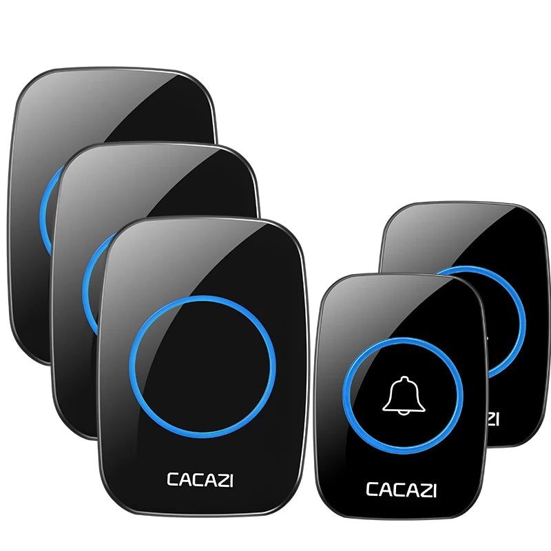 CACAZI New Wireless Doorbell Waterproof 300m Range US EU UK Plug-in Home Intelligent Door Bell Chime 1 2 Button 1 2 3 Receivers Oasis Select B 2Button 3Receiver US Plug