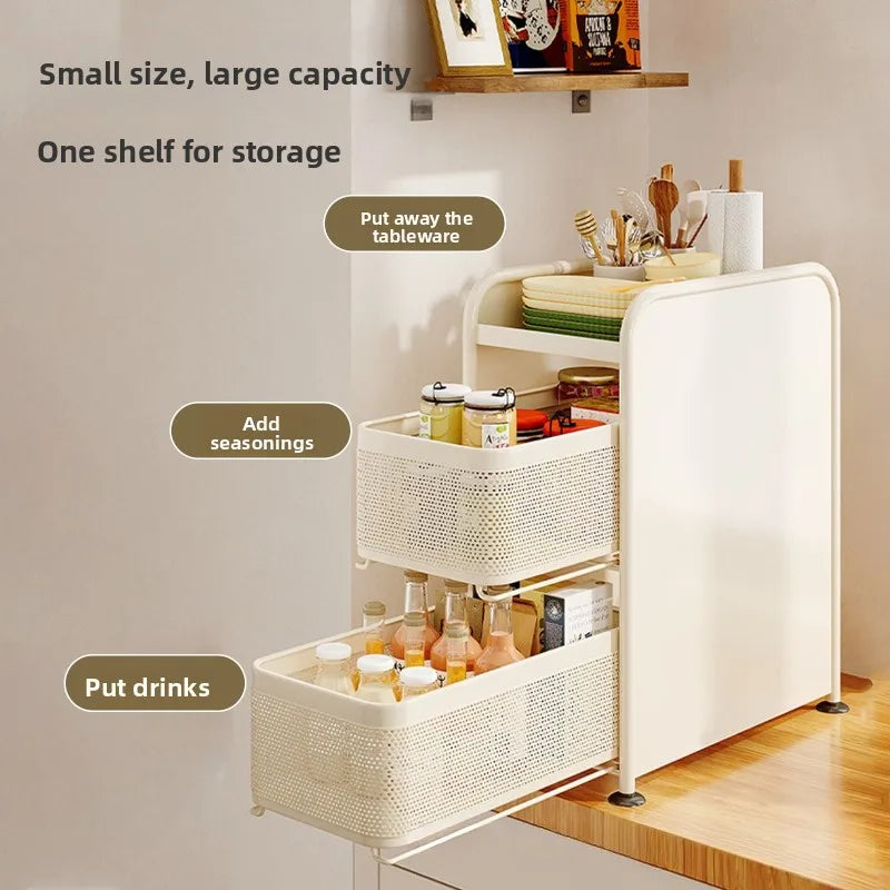 Kitchen seasoning rack Narrow slot seasoning tank Storage rack Side magnetic hanger Pull-out countertop storage cabinet Oasis Select