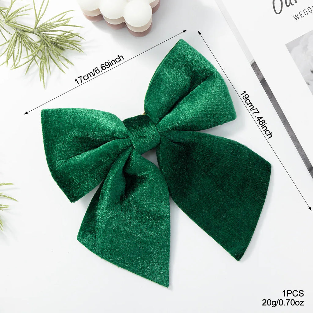 Velvet Christmas Bow Ornament – Pink, Green & White | Tree Decor