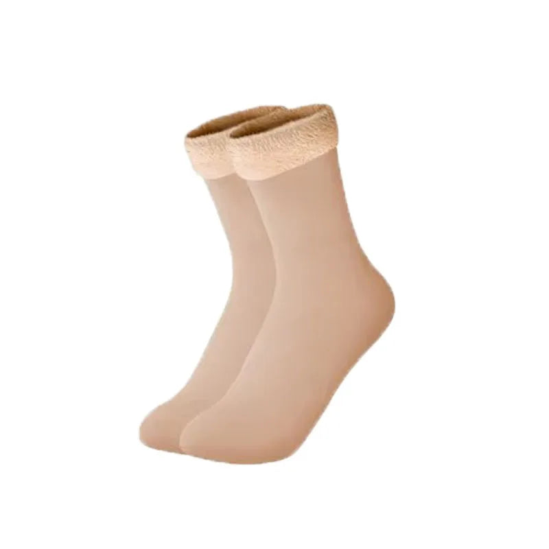 1/2/3pairs Snow Socks Middle Tube Solid Winter Plus Velvet Thick Keep Warm And Cold Socks Comfortable Mens Womens Floor Socks Oasis Select skin 1pair