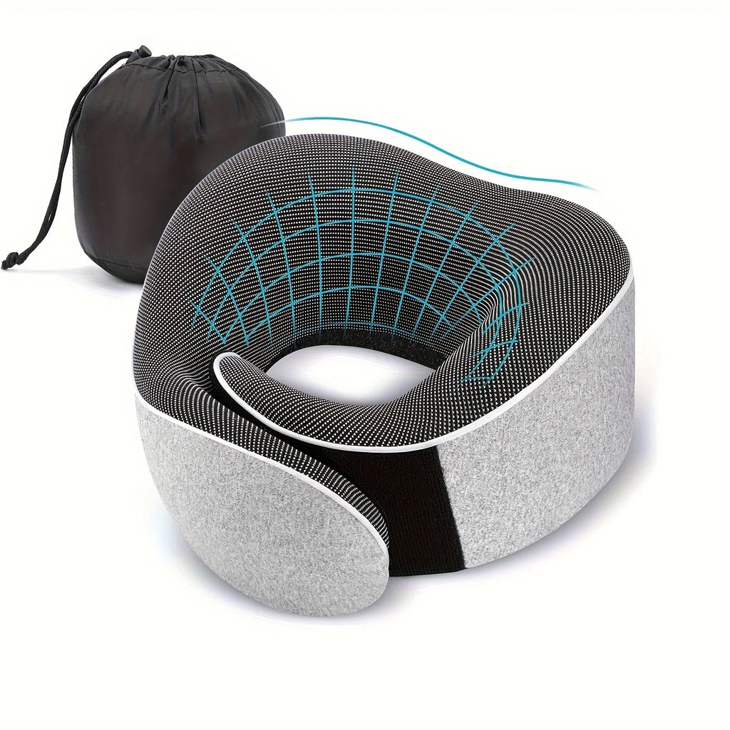 Memory Foam Travel Neck Pillow U-shaped Pillow Snail Style Travel Neck Support Portable Adjustable Soft Noon Break Sleep Pillows Oasis Select GRAY