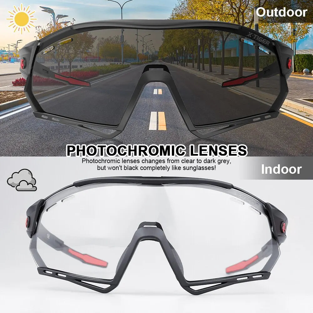 X-TIGER Photochromic Sports Sunglasses Bike Cycling Glasses Polarized UV400 Riding Driving Baseball Running Fishing Eyewear Oasis Select
