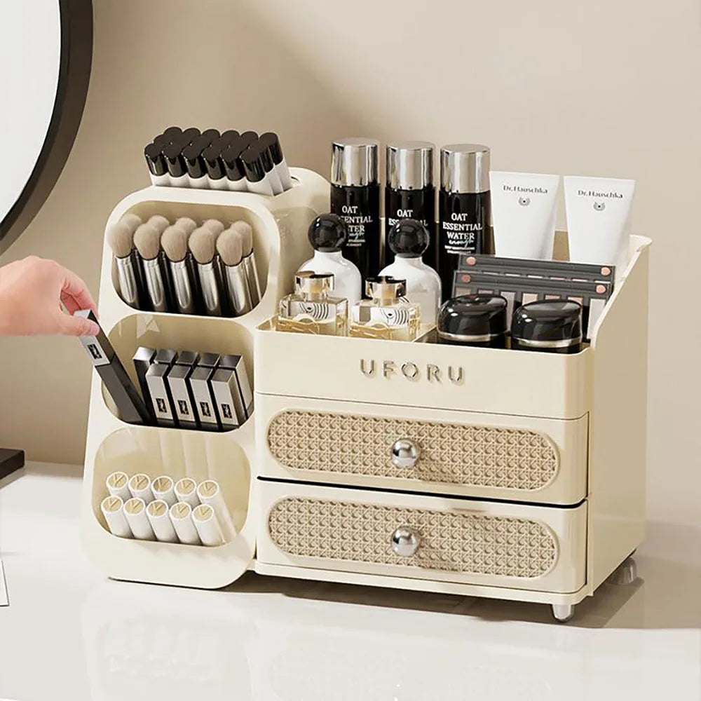 UFORU Makeup Organizer For Vanity, Countertop Organizer With Drawers, Spacious Cosmetic Display Case for Beauty Essential, Skinc Oasis Select