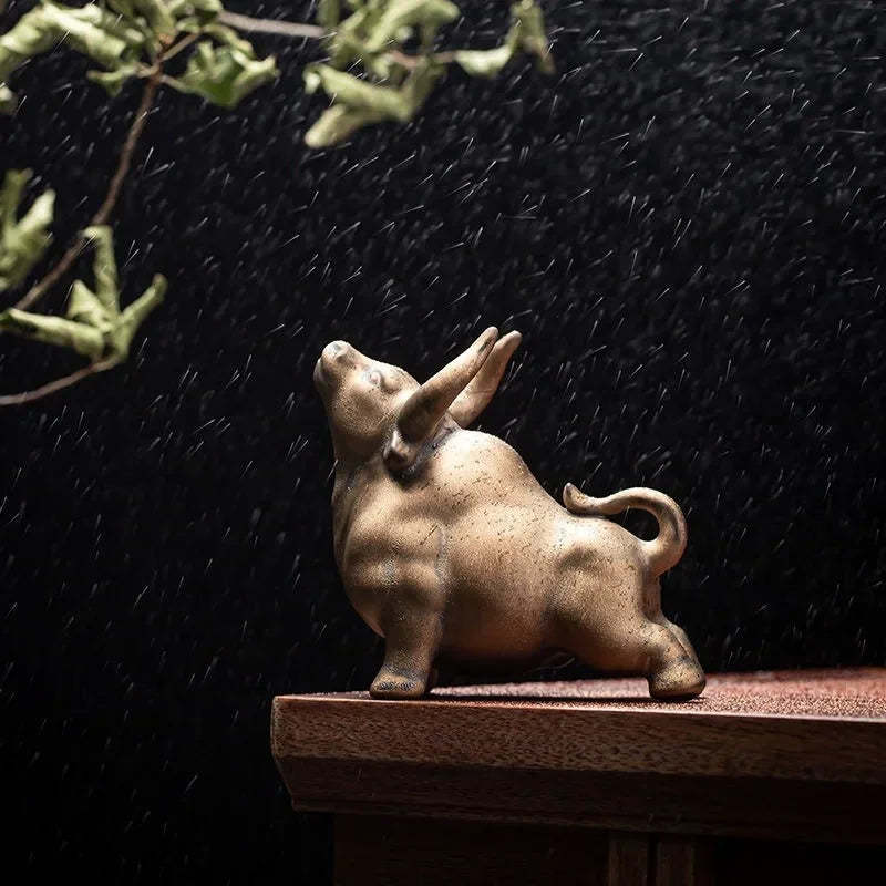 Ceramic Fengshui Buffalo Small Ornaments To Attract Wealth Chinese Style Home Desktop Decoration Zodiac Ox Gifts Oasis Select