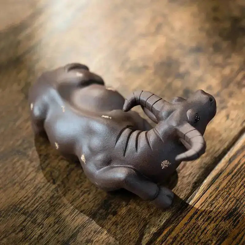 Purple Clay Tea Pet Water Buffalo Ornament Zodiac Ox Sculpture Creative Tea Set Tea Player Home Tea Ceremony Accessories Can Be Oasis Select