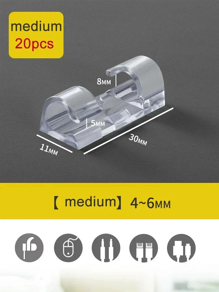 Self-Adhesive Cable Clips 20/100 Pack – Desk Wire Organizer Cable Organizer Clips Oasis Select 20pcs Medium