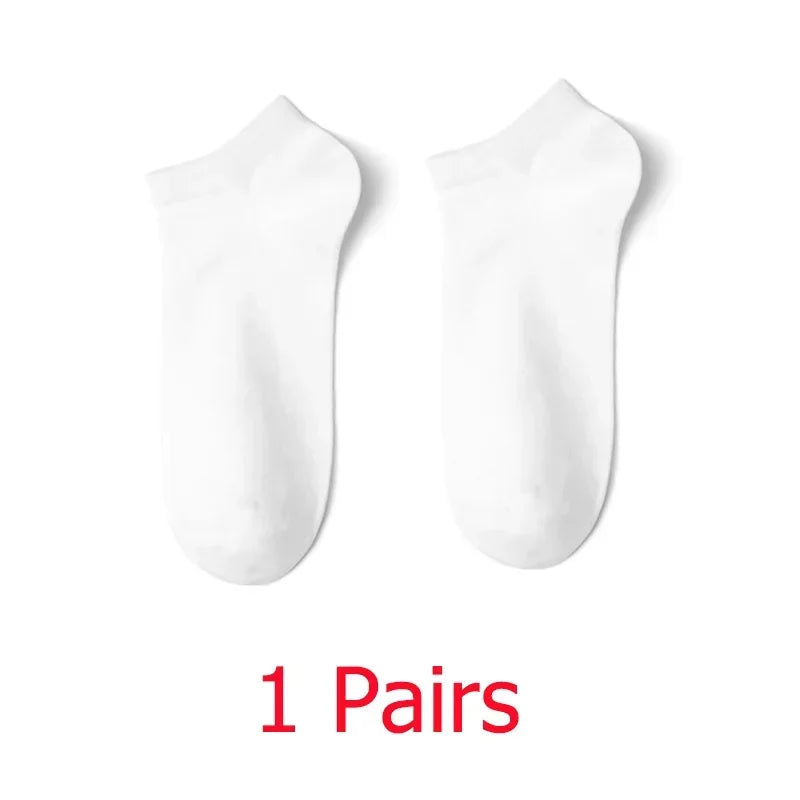 1-20pairs Wholesale Unisex Socks, Breathable Sports Socks, Solid Color Boat Socks, Comfortable Cotton Ankle Socks, White Oasis Select 1 pair white