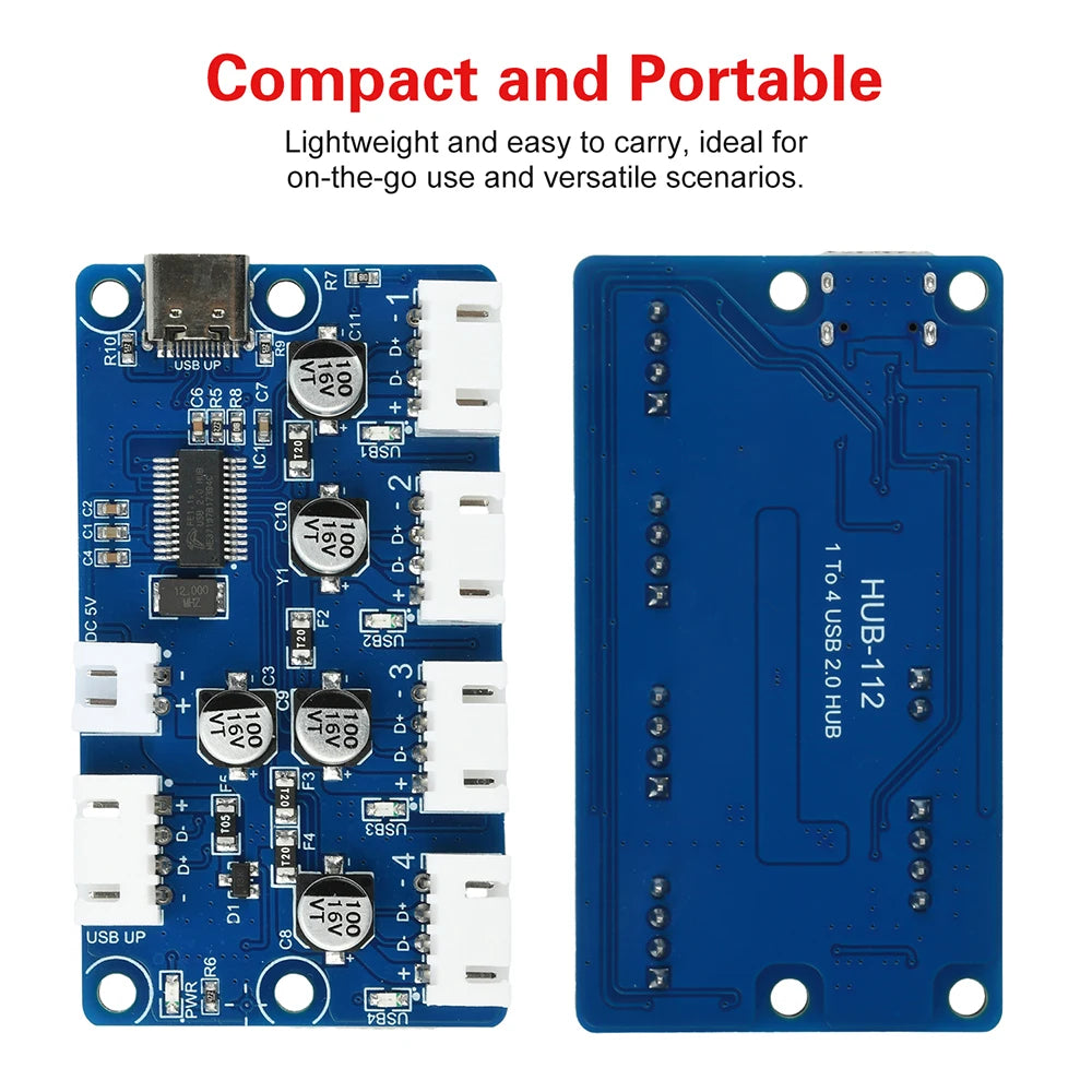 1 to 4 Port HUB Module USB 2.0 Free Drive USB Splitter Electronic Development Expansion Board XH2.54 PH2.0 DC 5V Oasis Select