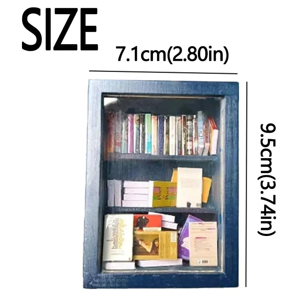 Miniature Wooden Bookshelf with 60 Mini Books – Desk Décor Toy Miniature Desk Toy Oasis Select