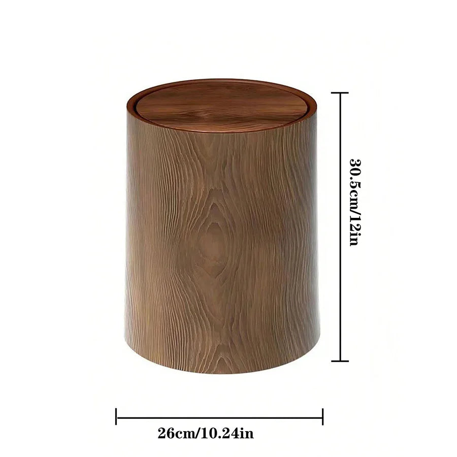 Retro Wood Trash Can Waterproof Wastebasket Decoration Bathroom Dustbin Household Large Capacity Garbage Bin Kitchen Accessories Oasis Select Burgundy 8L