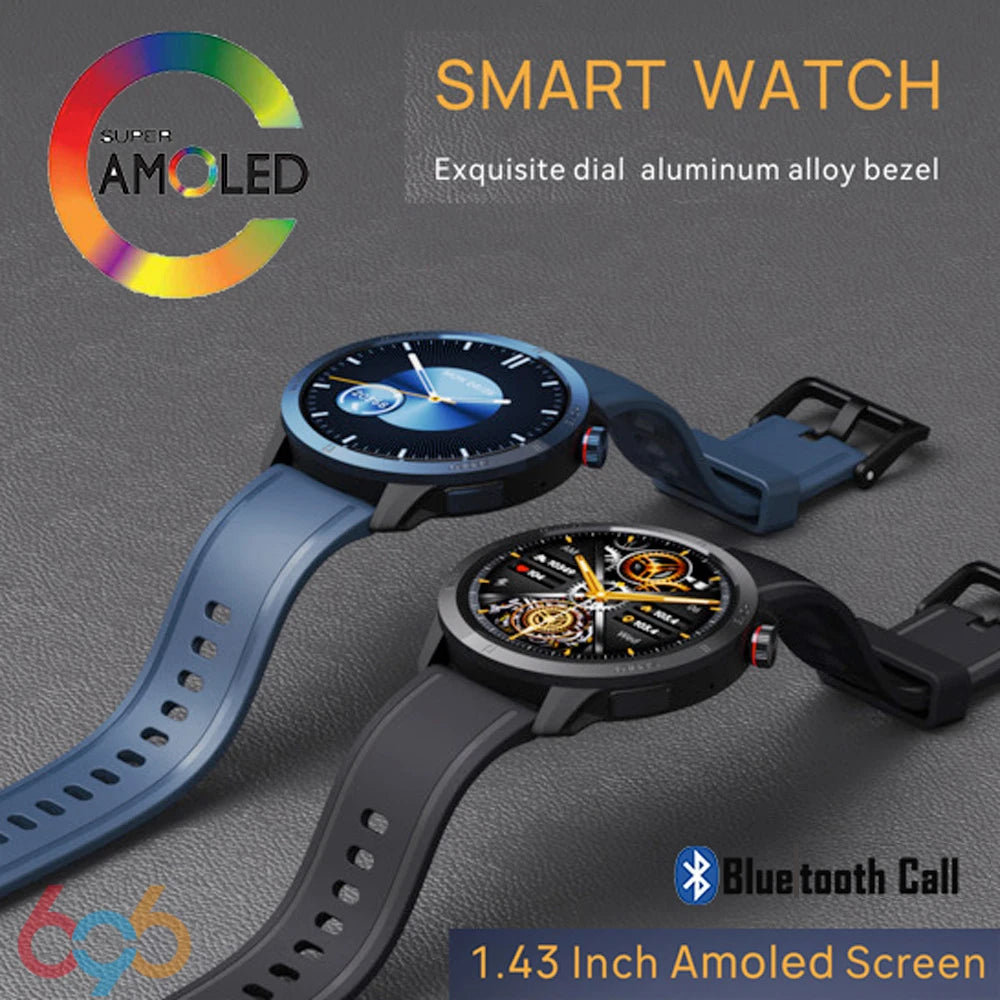 New Men 1.43" AMOLED Screen Blue Tooth Call Smart Watch 100+ Sports Heartrate Health Monitoring Women Smartwatch Waterproof Oasis Select