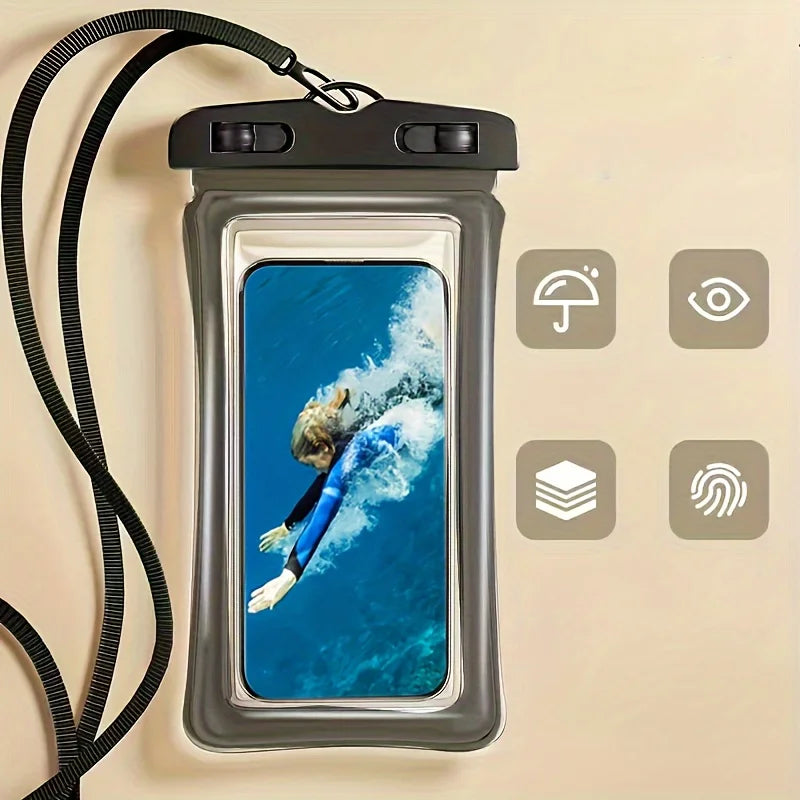 Waterproof Phone Pouch Case 3D Clear Soft Edges Underwater Phone Dry Bag IPX8 Waterproof Case for Beach Cruise Kayaking Travel Oasis Select black