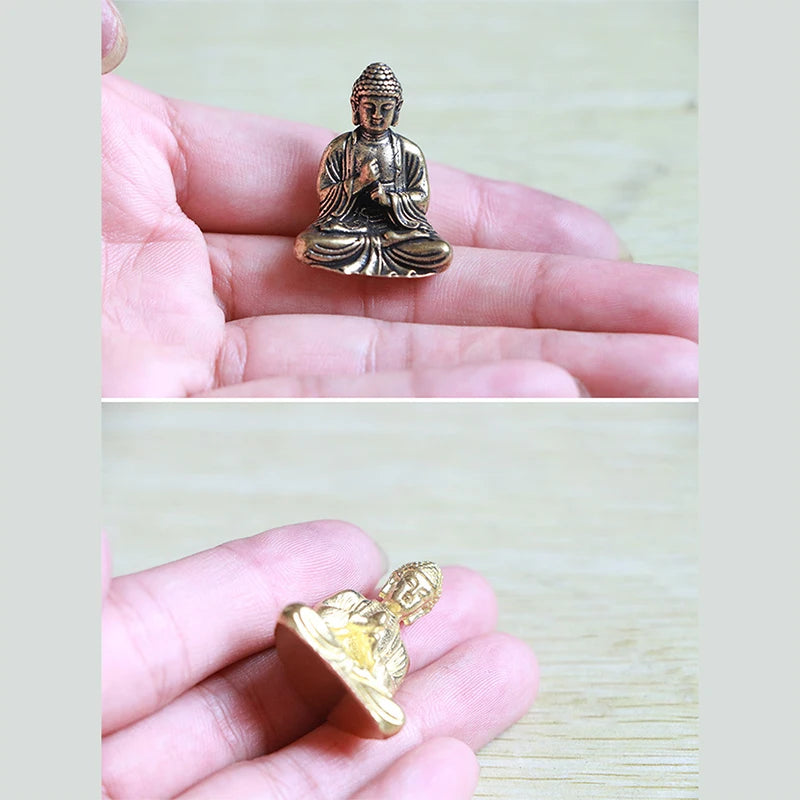 Exquisite Pure Copper Buddha Ornaments Trumpet Home Decoration Shakyamuni Brass Car Statues Bronze Buddha Figurines Gifts Oasis Select