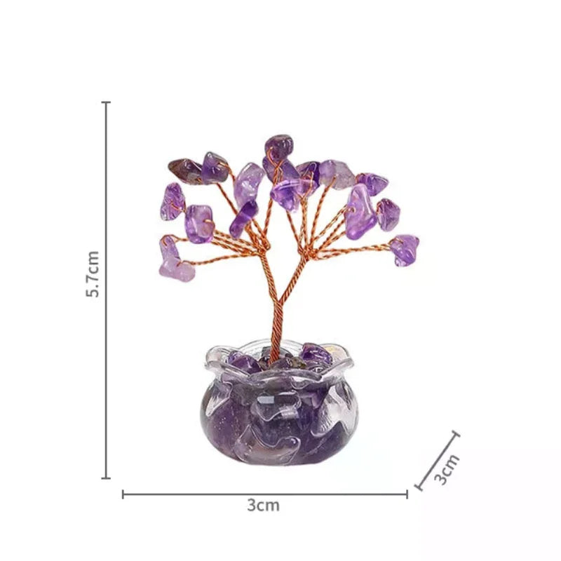 Natural Yellow Crystal Money Tree Mini Red Agate Office Desk Ornament Cartoon Feng Shui Lucky Plant Decor for Business Space Oasis Select