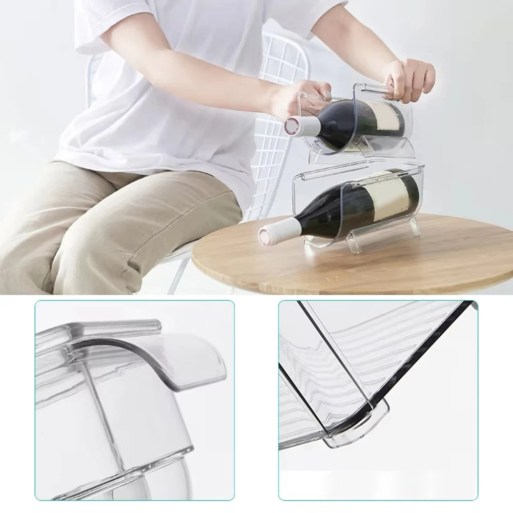 LIKE WISH Refrigerator Organizer Wine Bottle Holder Stackable Beverage-Cola Organizer Stand Champagne Storage Box Wine Rack Oasis Select As Shown