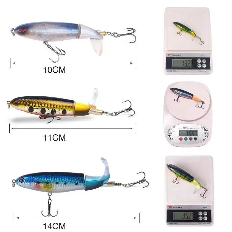 1/4/8Pcs 15g Topwater Fishing Lure Whopper Popper Artificial Bait Hard Plopper Soft Rotating Tail Fishing Tackle Fishing Bait Oasis Select