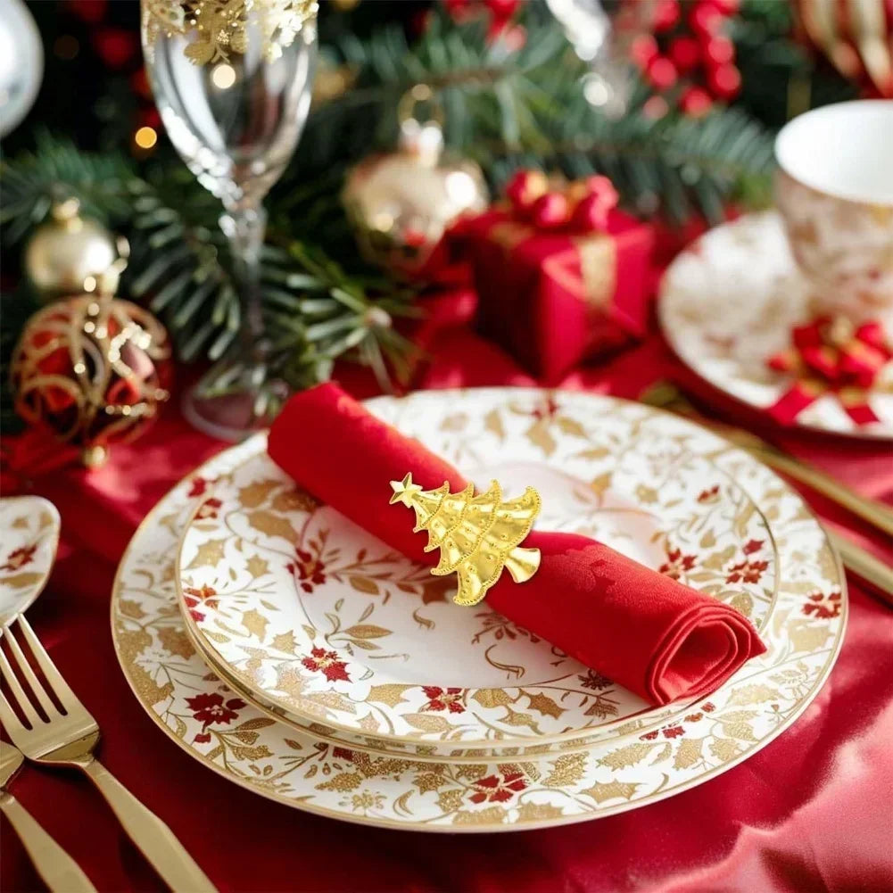 Dinner Table Setup Napkin Ring Set Decorative Napkin Rings For Dining Festive Napkin Holder Unique Snowflake Design Oasis Select