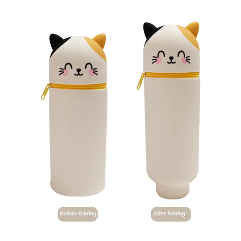 Animal standing pencil case, pen holder suitable for students, school, office, back-to-school gifts Oasis Select Cat