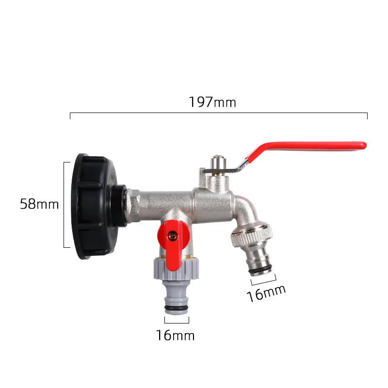 IBC Tank Tap Adapter S60*6 Coarse Thread to Brass/Alloy 16mm Quick Connect Replacement Valve Garden Home Valve Fitting Faucet Oasis Select G