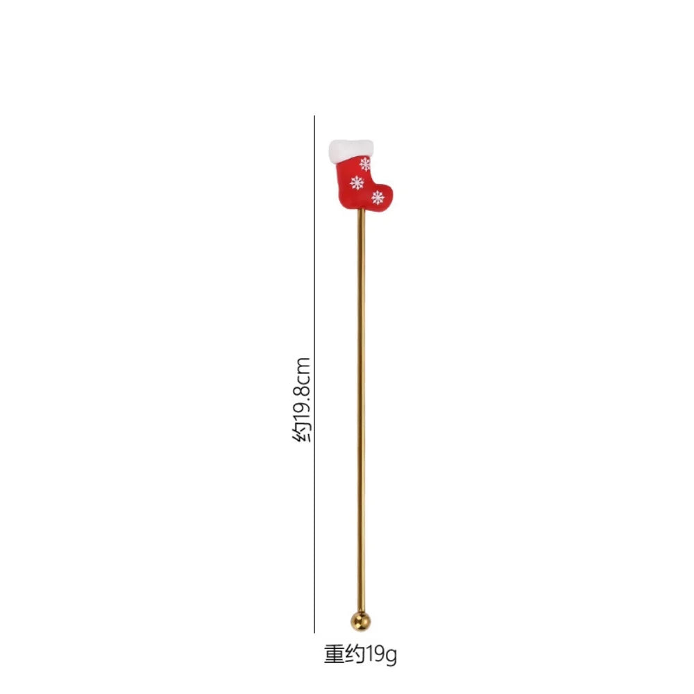 1Pcs Stainless Steel Stirring Sticks Christmas Decorative Drink Stirrers for Coffee Tea and Cocktail for Party and Bar Use Oasis Select Sock