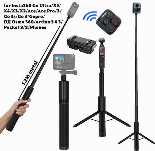 120cm Invisible Selfie Stick Tripod for GoPro, DJI & Insta360 Selfie Stick Tripod Oasis Select