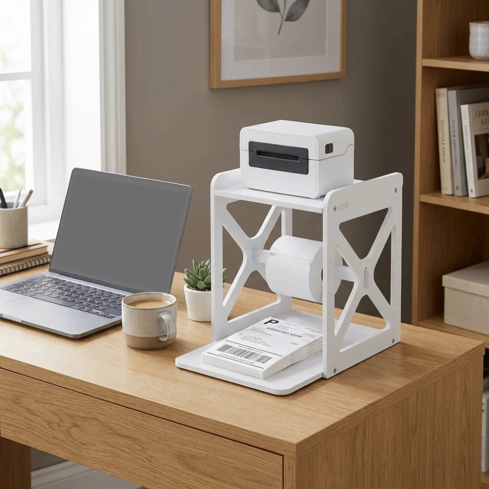 Sturdy Solid Material Multi-layer Desk Storage Organizer Layered Partition Design Stable Structure Label Printer Storage Rack Oasis Select
