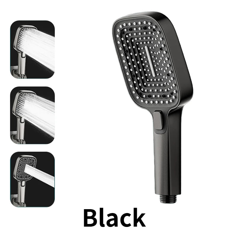 3 Mode Adjustable Shower Head Rainfall Shower Large Flow Showerhead High Pressure Water Saving Shower Mixer Bathroom Accessories Oasis Select Black