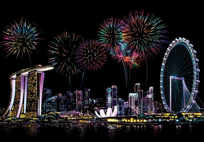 Scratch Painting Paper ,City Series Night Scene,Scratch Painting Creative Gift,Scratch board for Adult and Kids,with 4 Tools Oasis Select Singapore