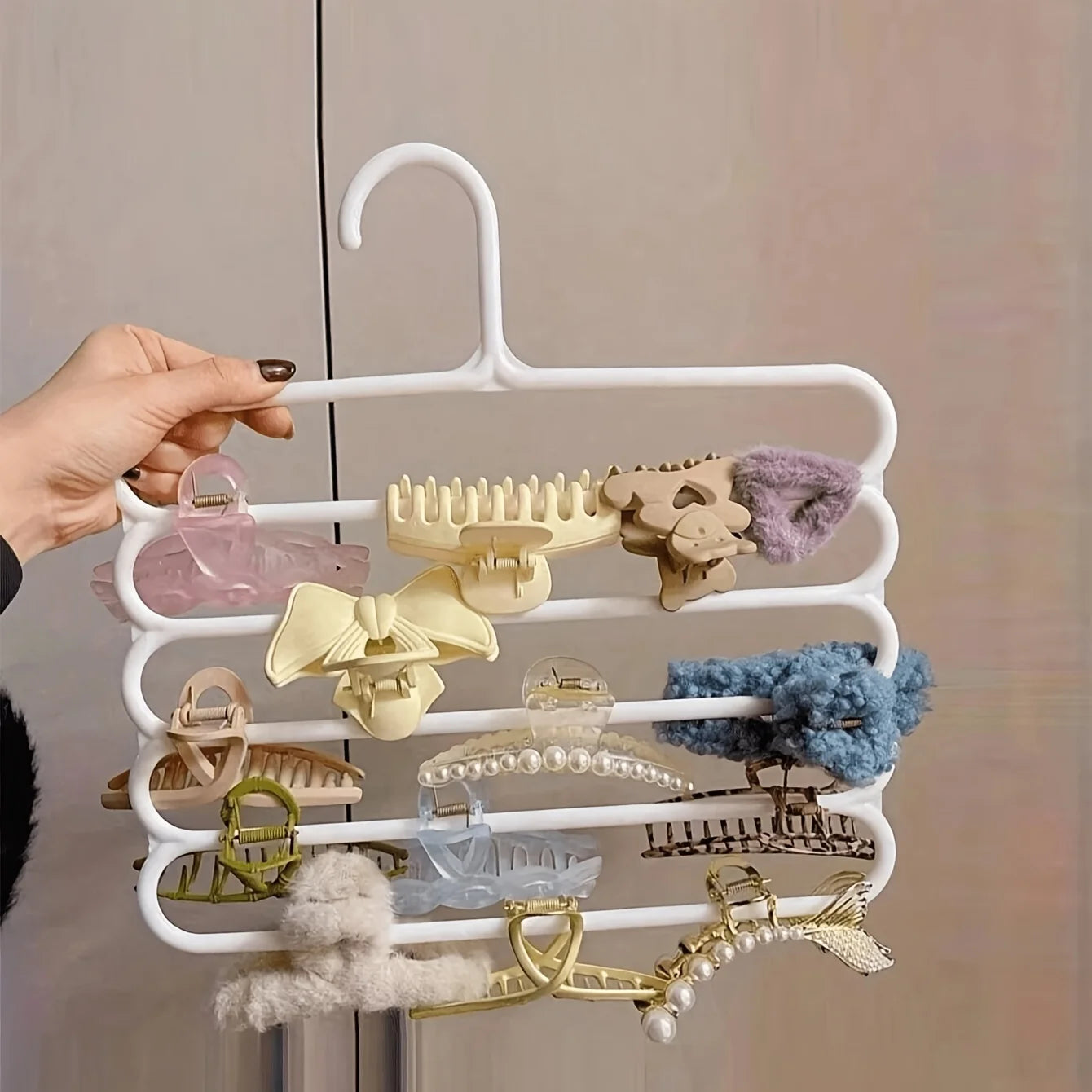 Versatile Wall-Mounted Hair Accessory Organizer - Large Capacity for Clips, Headbands & More - Perfect for Home & Dorms Oasis Select