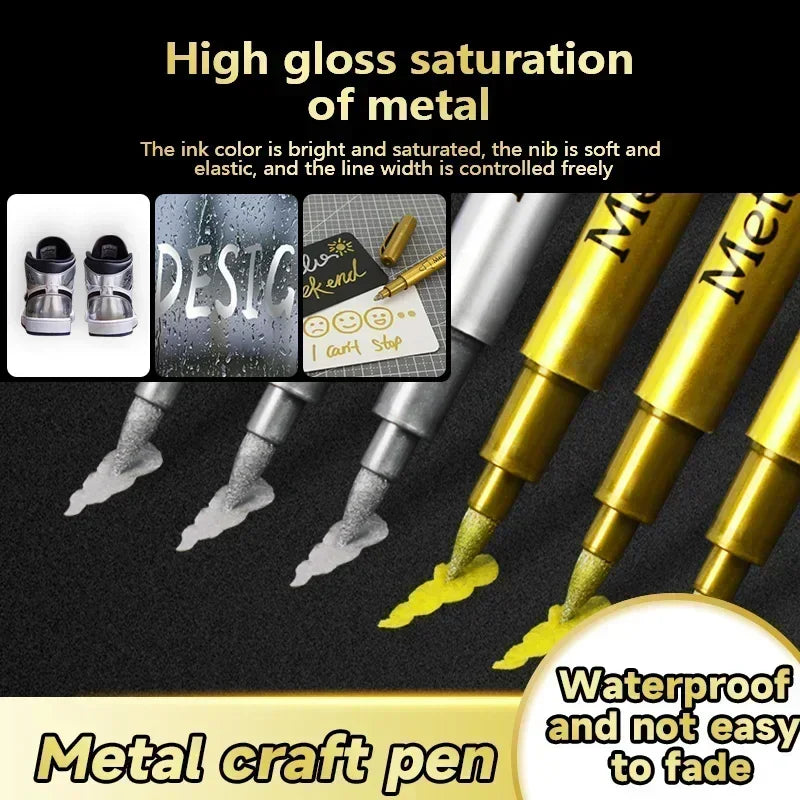 Gold Silver Metallic Permanent Markers Waterproof Paint Pens For Rock Mug Ceramic And Glass DIY Art Creation Supplies Oasis Select