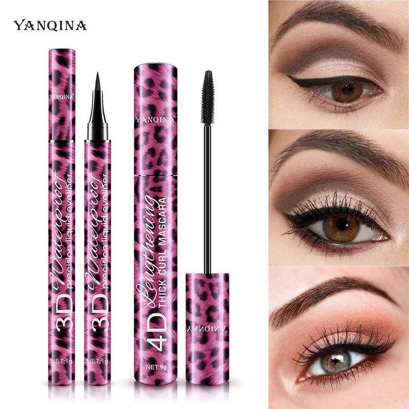 YANQINA 4D Waterproof Mascara & Liquid Eyeliner Set
