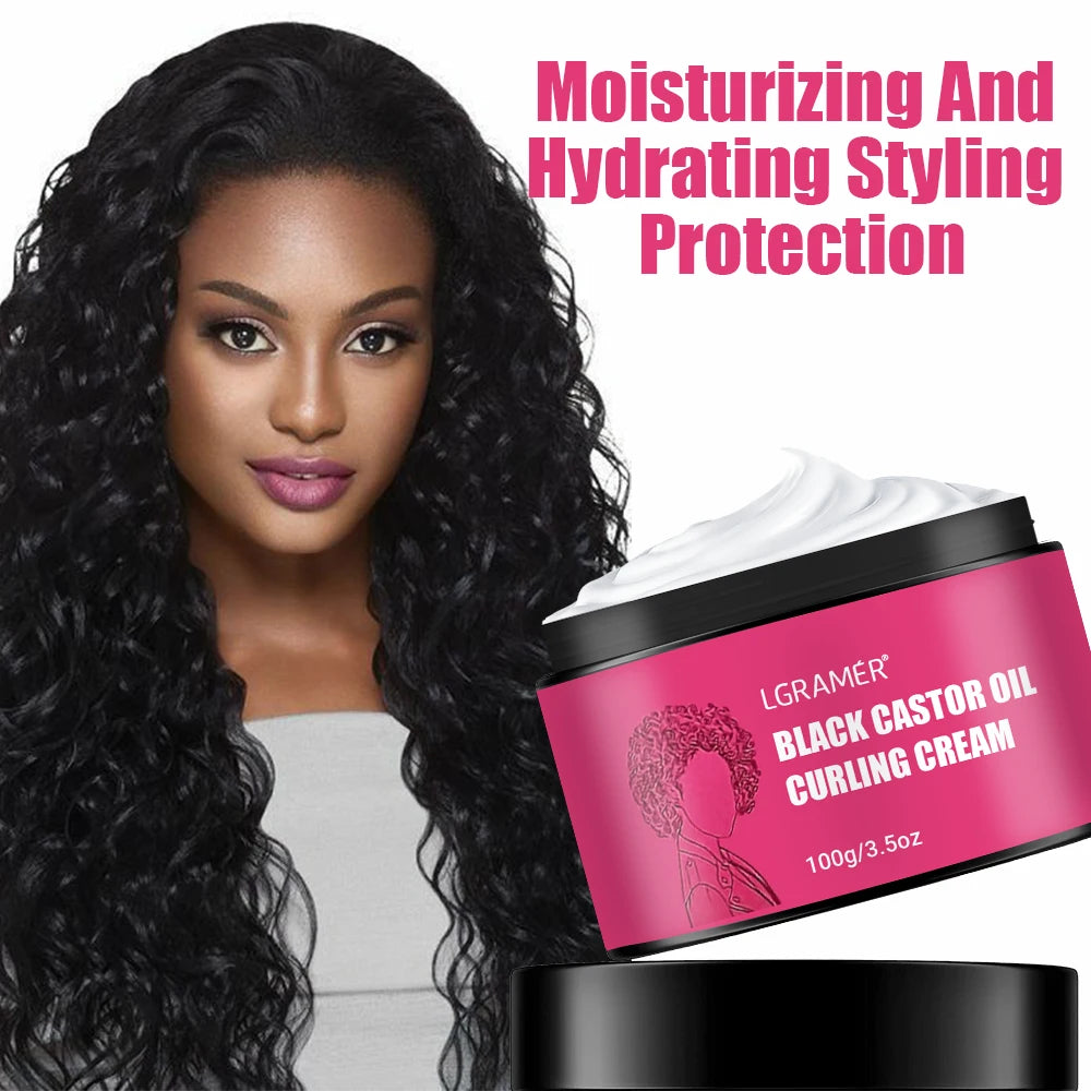 LGRAMÉR Black Castor Oil Curl Defining Cream Non-stick Hydrates & eliminates frizz, Hair-Smoothing Anti-Frizz Cream to Define Oasis Select