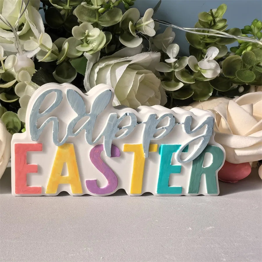 Rabbit Easter Letter Candle Silicone Mold Cute Rabbit Easter Gypsum Dropping Pendant Mold Oasis Select