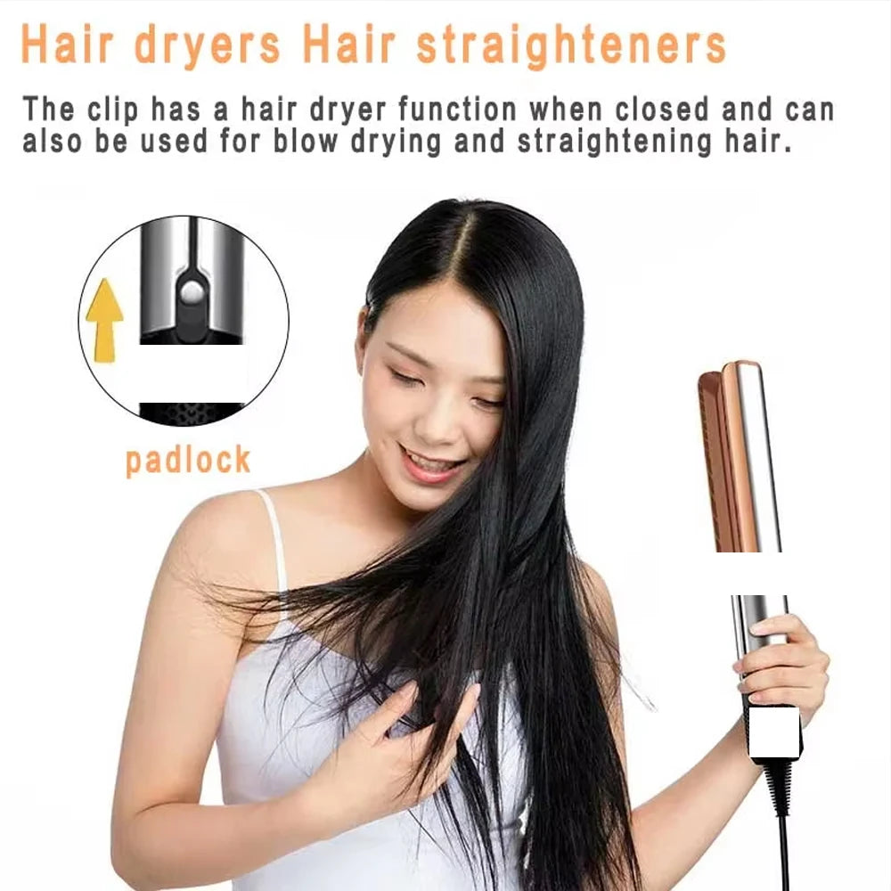 2-in-1 Negative Ion Hair Dryer Multi-Function Straightener Long-Lasting Styling Tool Straightener for Wet or Dry Hair Oasis Select