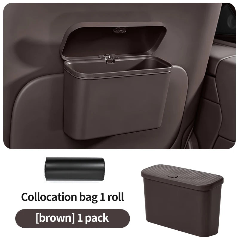 Hanging Car Trash Can with Lid – Waterproof Wet & Dry Organizer