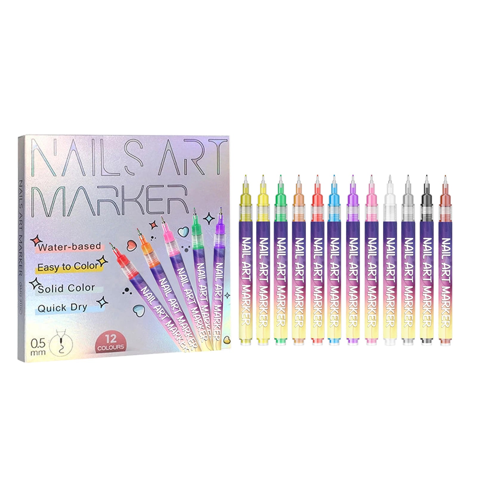 DIY Nail Art Pens – Multi-Color Tips for Outlining & Detail Nail Art Pens Oasis Select 12pcs boxed