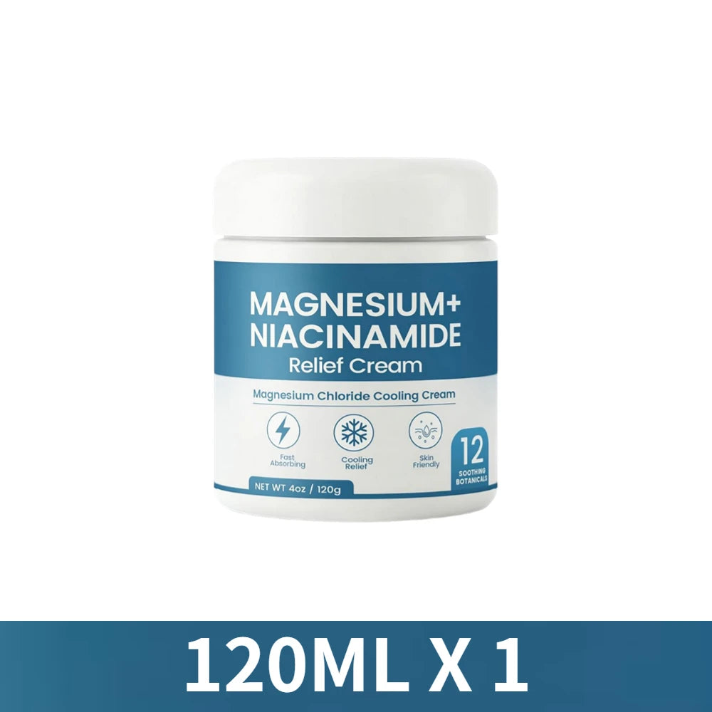 Nerve Relief Magnesium Cream With Niacinamide Moisturizing Hydrated Skin Repair Skin Barrier for Knees Joints Muscles Massage Oasis Select 120ML X 1