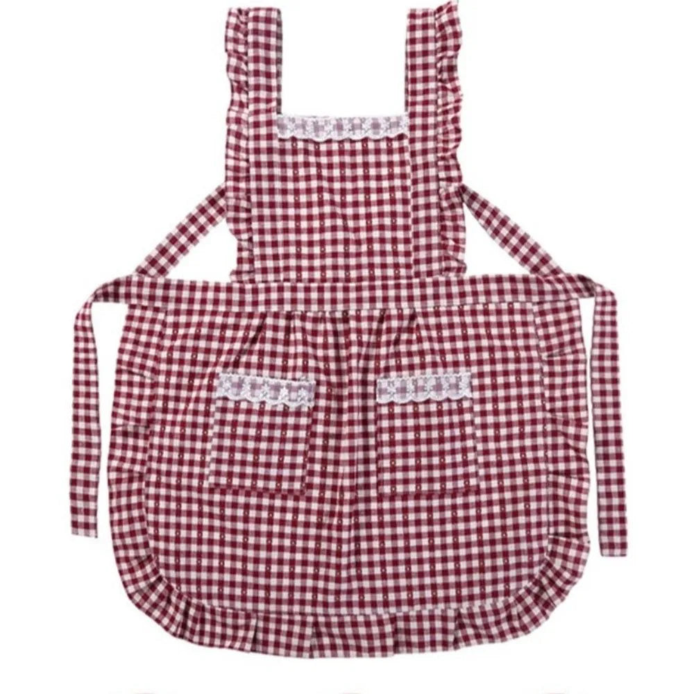 Korean Style Cotton Kitchen Apron with Pockets | Women & Girls