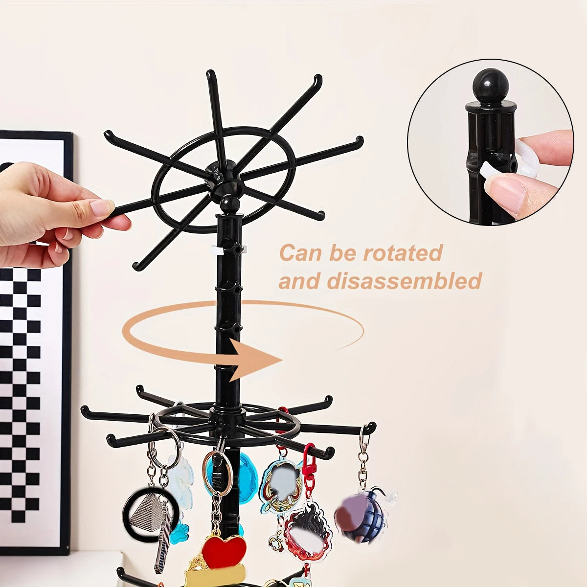 1pc multi-layer adjustablerotatable keychain storage rack jewelry bracelet desktop jewelry accessories display rack holiday gift Oasis Select