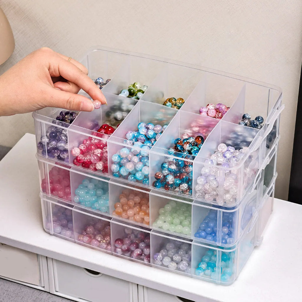 3-layer transparent storage box, stackable storage box, portable craft bead plastic box, jewelry storage box, storage tray Oasis Select