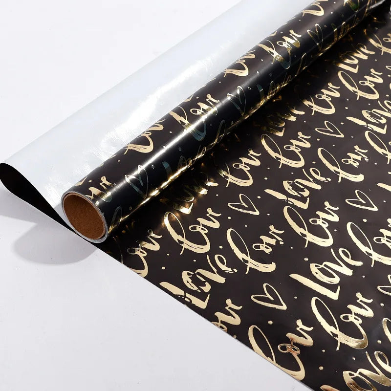 43x300cm Black Gold Gift Wrapping Paper Polka Bouquet Packaging Paper Christmas Valentines Day Birthdays Gifts Decorations Paper Oasis Select E