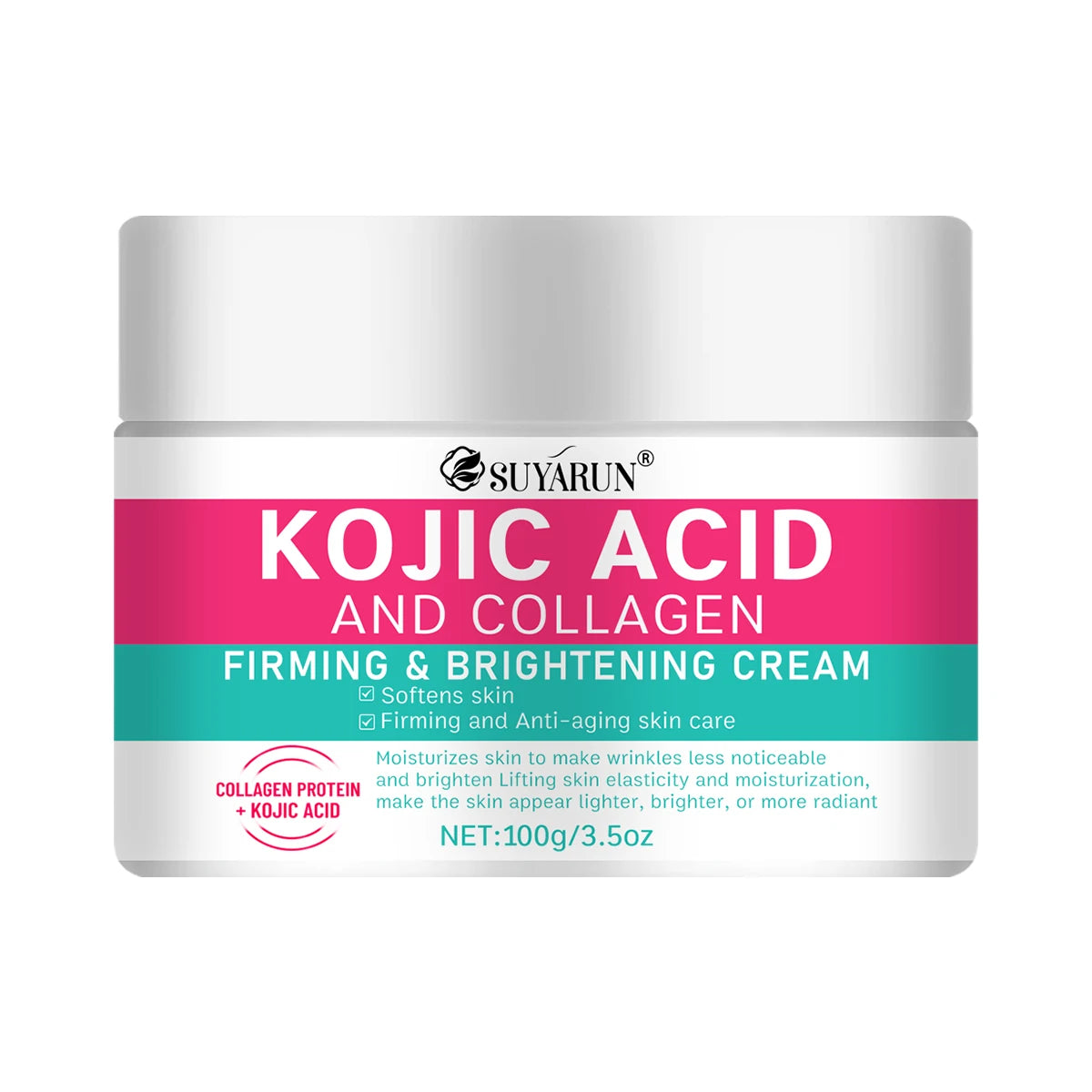 SUYARUN Professional Kojic Acid & Collagen Face Cream - Brightening Anti-Aging Moisturizer for Dark Spots, Wrinkles & Even Skin Oasis Select 100g
