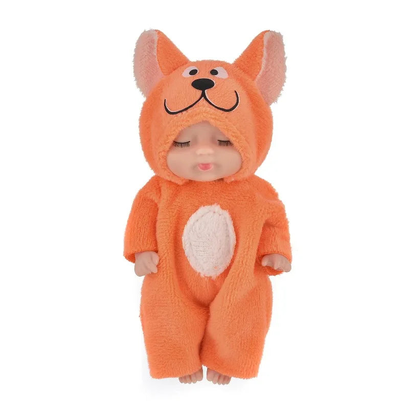 Sleeping Mini Reborn Baby Dolls Lifelike Cute Adorable Dolls with Butterfly Fox Sunflower Outfits Playset Kids Gift Toy Oasis Select fox