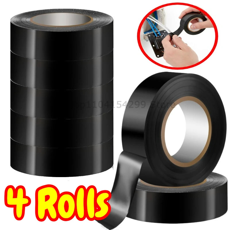 6/10m High-temperature Insulation Tape Resistant Black Flame Retardant Electrical Tape Insulating Adhesive for Industrial Househ Oasis Select 4Rolls 16mm 10M
