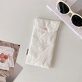 INS Style Bow Embossed Pencil Case Student Stationery Storage Bag Pencil Bag Portable Sunglasses Storage Bag Oasis Select White